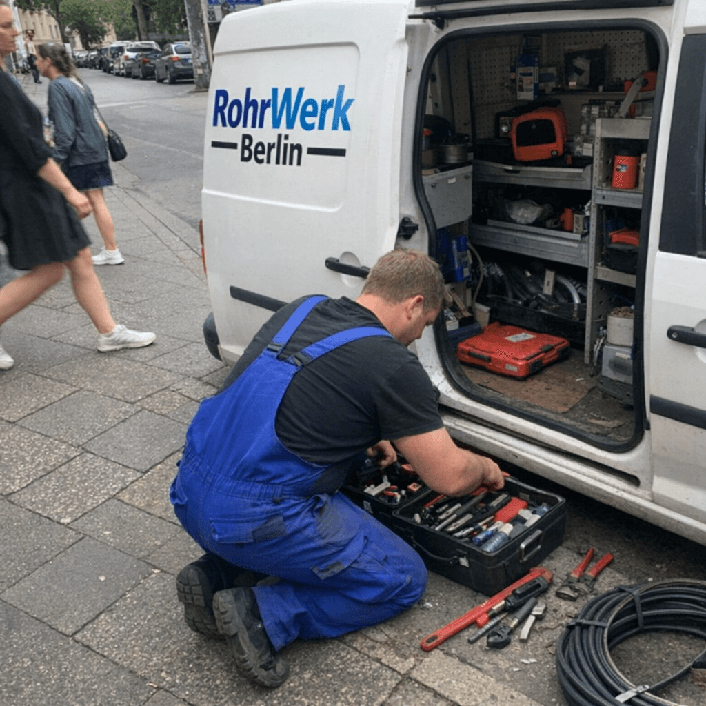 Fachmann für Rohrreinigung bei der Arbeit in Berlin
