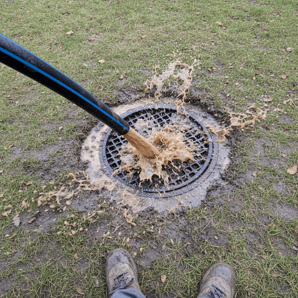 Hochdruck Spülen der Grundleitung