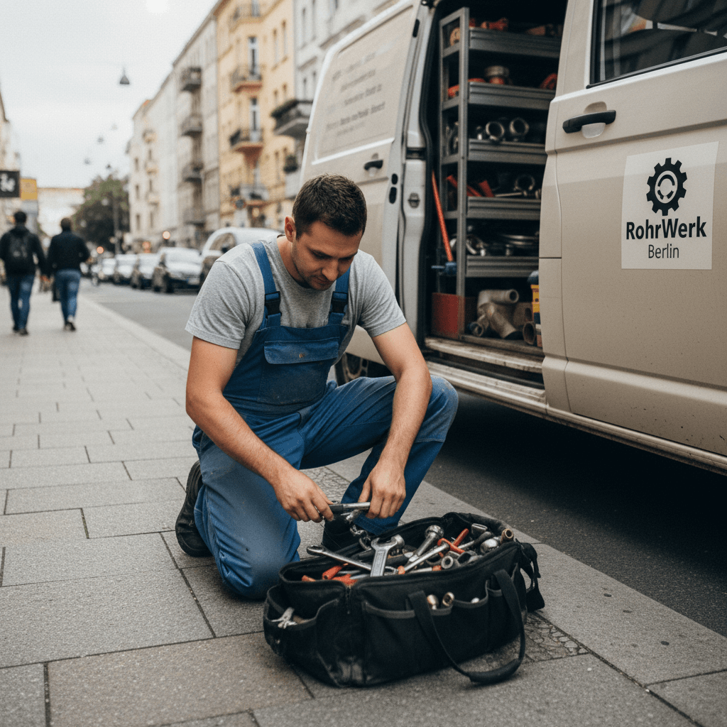 Fachmann für Rohrreinigung bei der Arbeit in Berlin